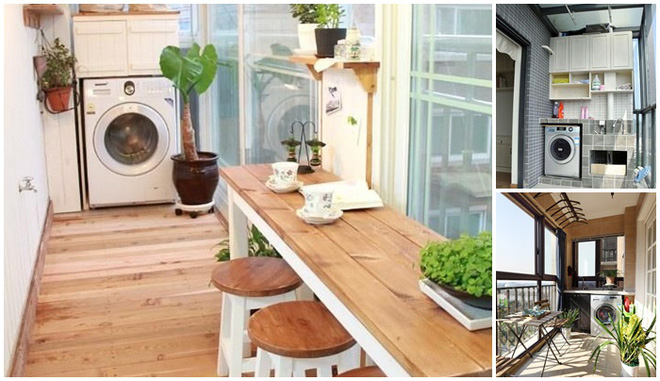 Giải pháp thiết kế ban công để đặt máy giặt