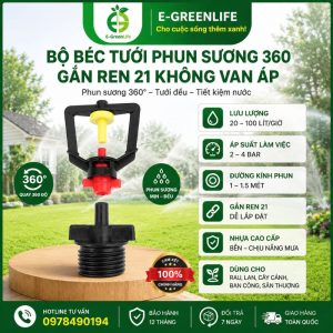 Bộ béc tưới phun sương 360 gắn ren 21 không van áp