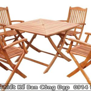 Bộ bàn ghế gỗ ngoài trời