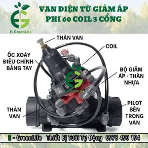Van điện từ giảm áp phi 60 coil 3 cổng