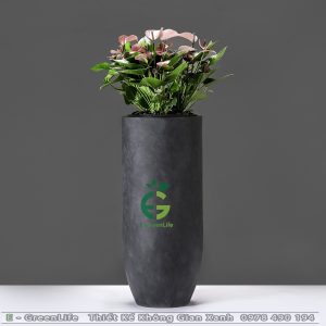 Chậu Composite Dáng Trụ Tròn Cao Vát Đáy Hải Châu