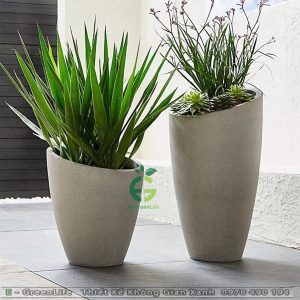 Chậu Composite Dáng Tròn Vát Miệng Ngọc Bích