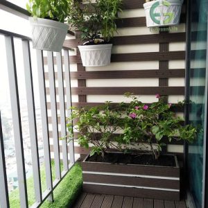 Chậu trồng cây ốp gỗ nhựa