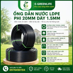 Ống dẫn nước LDPE phi 20mm dày 1.5mm