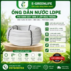 Ống dẫn nước LDPE phi 5mm dày 1mm 2 lớp màu trắng