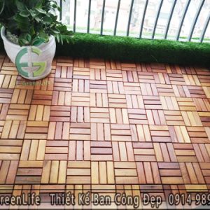 Sàn ban công gỗ tự nhiên ngoài trời chò chỉ -12nan
