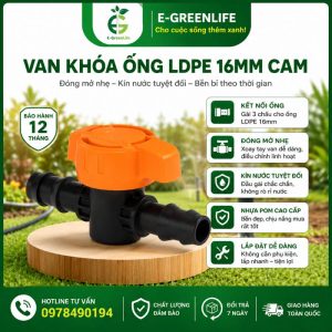 Van khóa ống LDPE 16mm cam