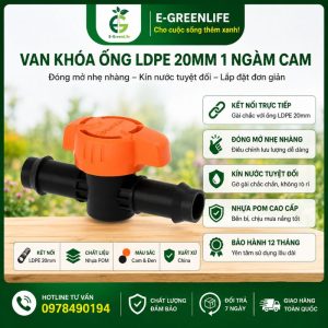 Van khóa ống LDPE 20mm 1 ngàm cam