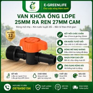 Van khóa ống LDPE 25mm ra ren 27mm cam